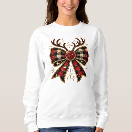 Coquette Christmas Reindeer Bow Sweatshirt (Vorderseite)
