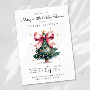 Coquette Christmas Tree Bow Baby Shower Einladung