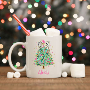 Coquette Christmas Tree Preppy Holiday Bow Kaffeetasse