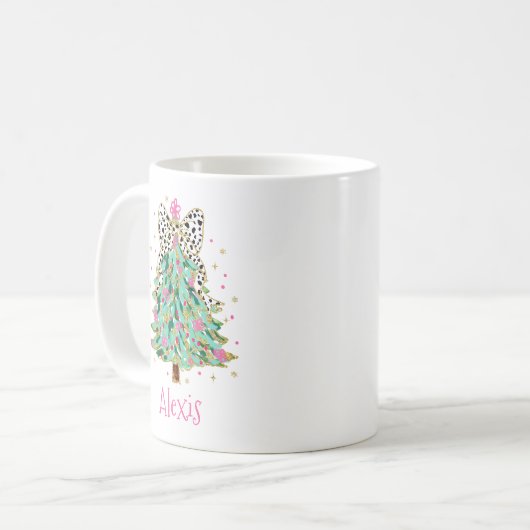 Coquette Christmas Tree Preppy Holiday Bow Kaffeetasse (Vorderseite Links)