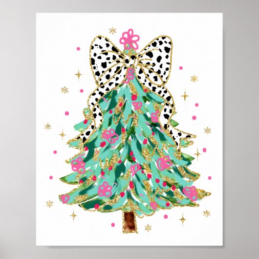 Coquette Christmas Tree Preppy Holiday Bow Poster (Vorne)
