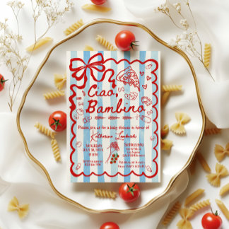 Coquette Ciao Bambino Blaues italienisches Thema E Einladung