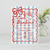 Coquette Ciao Bambino Blue Italian Theme Invitatio Einladung (Stehend Vorderseite)