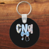 Coquette Cna Nurse Blue Floral Stethoscope Bow Cut Schlüsselanhänger (Vorderseite)