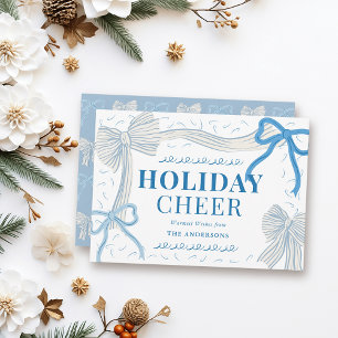 Coquette-core Blass Blue Bows Weihnachtsfeiertag Feiertagskarte