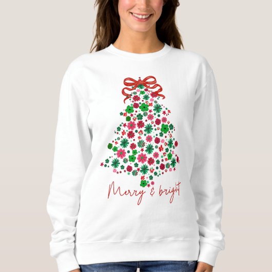 Coquette-Core-Blumenweihbaum mit Bow Sweatshirt (Vorderseite)