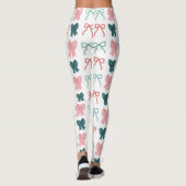 Coquette-core Rot & Grüne Schleifen Weihnachtsfeie Leggings (Rückseite)