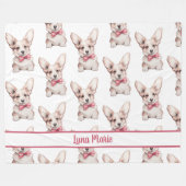 Coquette Corgi Costumizable-Name Fleecedecke (Vorderseite (Horizontal))