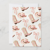 Coquette Cowgirl Pink Bow Stiefel & Bubbly Einladung (Rückseite)