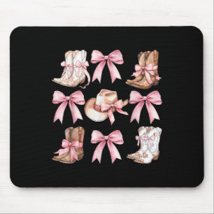 Coquette Cowgirl Stiefel mit rosa Bögen Ästhetik Y Mousepad