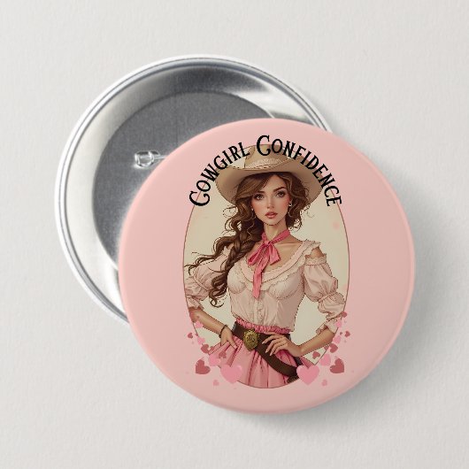 Coquette Cowgirl Western Fashion Portrait Button (Vorne & Hinten)