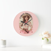 Coquette Cowgirl Western Fashion Portrait Große Wanduhr (Zuhause)
