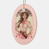 Coquette Cowgirl Western Fashion Portrait Keramik Ornament (Links)
