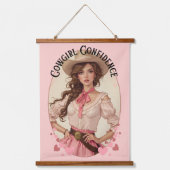 Coquette Cowgirl Western Fashion Portrait Wandteppich Mit Holzrahmen (Vorderseite)