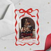 Coquette Curvy Ribbon & Bow Retro Christmas Photo Acryleinladungen