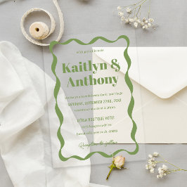 Coquette Curvy Ribbon Retro Hochzeit Acryleinladungen