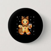 Coquette Cute Gingerbread Leopard Bow Christmas Gi Button (Vorderseite)