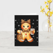 Coquette Cute Gingerbread Leopard Bow Christmas Gi Karte (Gelbe Blume)