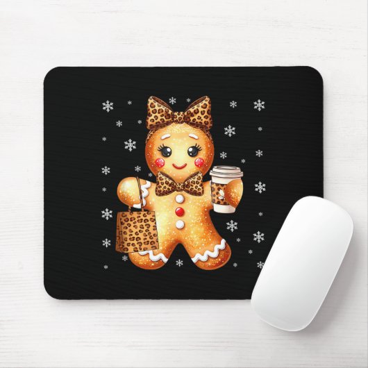 Coquette Cute Gingerbread Leopard Bow Christmas Gi Mousepad (Mit Mouse)