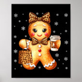Coquette Cute Gingerbread Leopard Bow Christmas Gi Poster (Vorne)