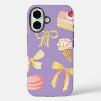 Coquette Cute Pastel Bows Cakes Macarons Ice Cream iPhone 16 Hülle