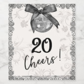 Coquette Disco Ball & Black Bow Chef Geburtstag Weinetikett (Einzelnes Label)