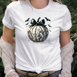 Coquette Disco Ball Pumpkin and Bats T-Shirt