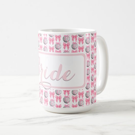 Coquette Disco Balls Pink Bows Wedding Bride Gesch Kaffeetasse (VorderseiteRechts)