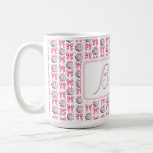 Coquette Disco Balls Pink Bows Wedding Bride Gesch Kaffeetasse (Links)