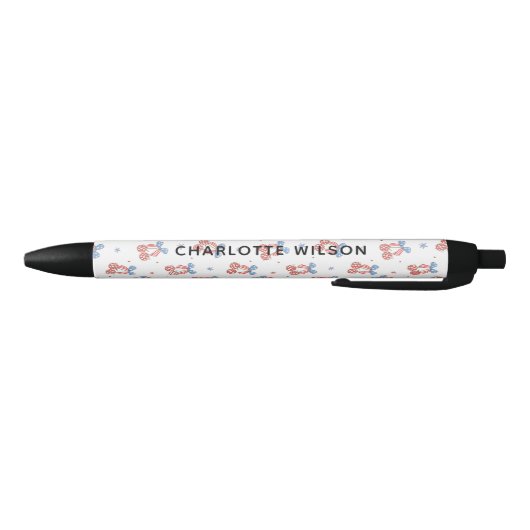 Coquette Disco Cherry Bow Script Name Monogram Kugelschreiber (Unterseite)