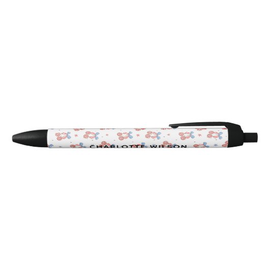 Coquette Disco Cherry Bow Script Name Monogram Kugelschreiber (Oberseite)