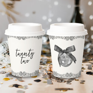 Coquette Diskothek Ball & Black Bow Chic Modernes Pappbecher
