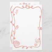 Coquette Doodle Ribbon Rahmen Briefpapier (Vorne/Hinten)