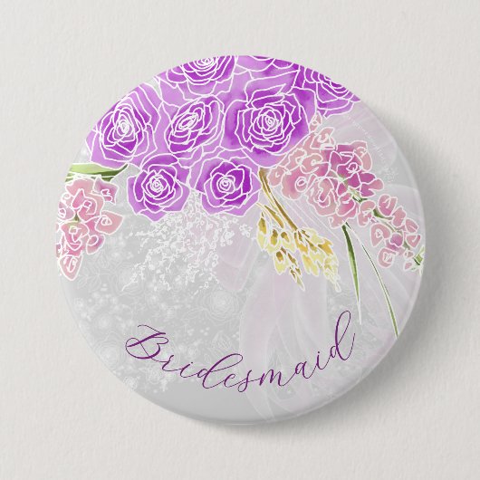 Coquette Durchsichtige rosa Schleife und Bouquet-B Button (Vorderseite)