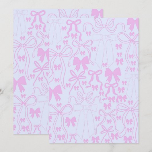 Coquette Einladungen Rosa Bow Baby Dusche Rosa Bow (Vorne/Hinten)