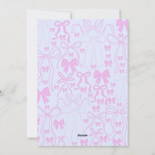 Coquette Einladungen Rosa Bow Baby Dusche Rosa Bow (Rückseite)