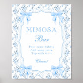 Coquette Elegante Blue Bow Mimosa Bar Poster (Vorne)