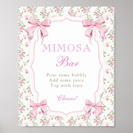 Coquette Elegante Pink Bow Mimosa Bar Poster (Vorne)