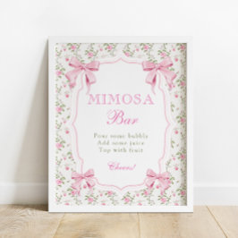 Coquette Elegante Pink Bow Mimosa Bar Poster