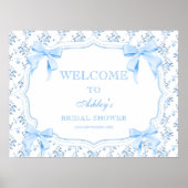 Coquette Elegantes Blue Bow Brautparty Willkommen Poster (Vorne)