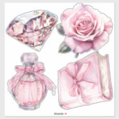 Coquette-Elemente für Wasserfarben Aufkleber (Blatt)