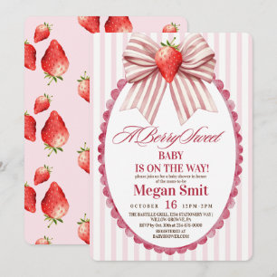 Coquette Erdbeere Baby Shower Einladung