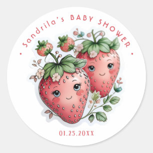 Coquette Erdbeere Baby Shower Runder Aufkleber