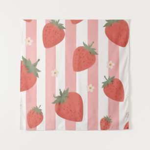Coquette Erdbeere Rosa Streifen Schlafzimmer Kinde Wandteppich