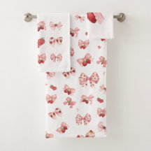Coquette Erdbeere & Schleife Handtuch-Set (3 Teile