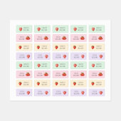 Coquette Erdbeere Zurück zur Schule Kleidung Kinde Etiketten (Blatt)