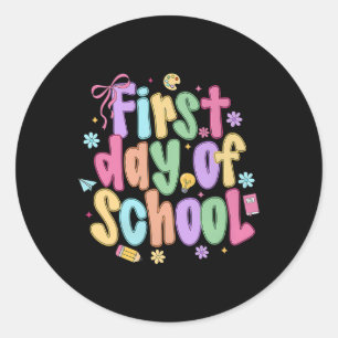 Coquette ersten Tag der Schule Bow Preppy zurück z Runder Aufkleber