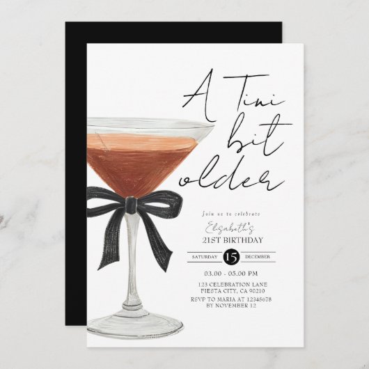 Coquette Espresso Martini Einladung Geburtstag (Vorne/Hinten)
