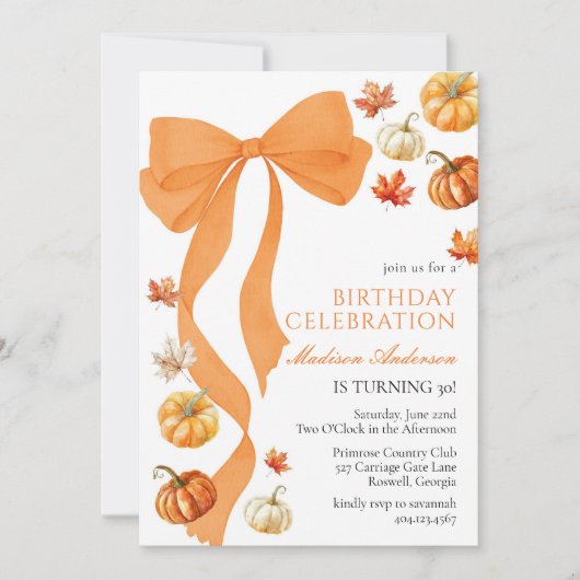 Coquette Fall Birthday Invitation Einladung (Vorderseite)