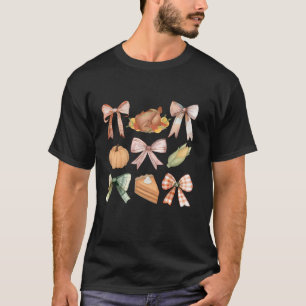 Coquette Fall Bow Erntedank Dinner Wasserfarbe T-Shirt